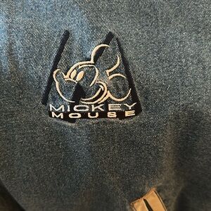 Vintage Mickey Mouse Varsity Denim Embroidered Bomber Jacket 90s Disney Jean M